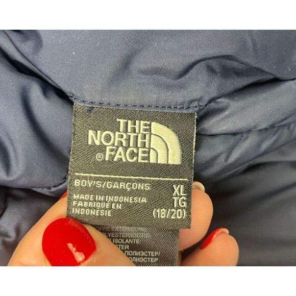 The North Face Boys' Reversible Hooded Jacket Blue Striped Size XLarge 18/20 - Picture 5 of 9